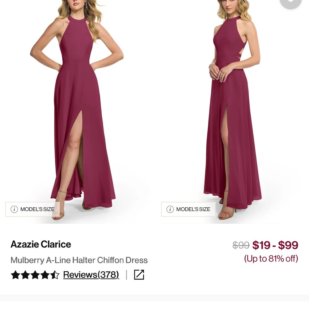 Azazie Clarice Halter Maxi Dress in Mulberry